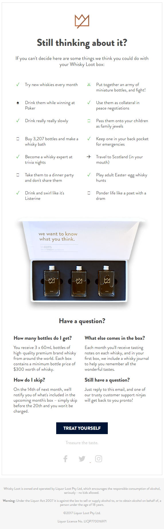 Humor in email marketing - Whisky Loot