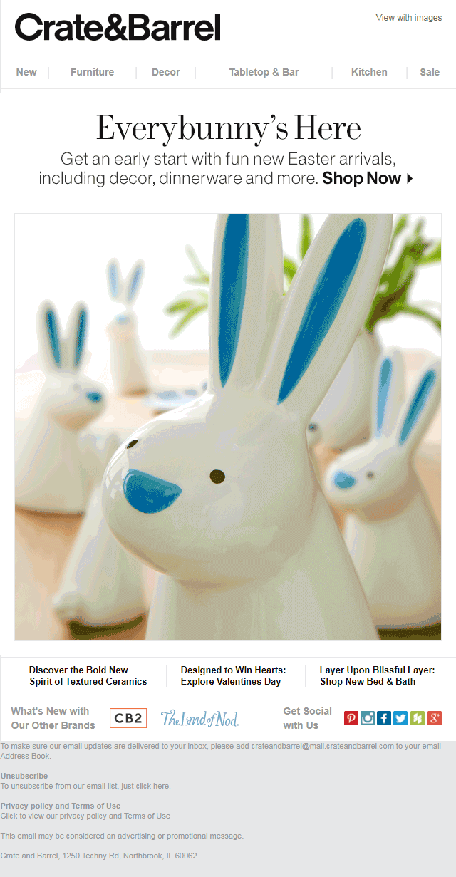 Easter email campaign inspiration - Crate&Barrel