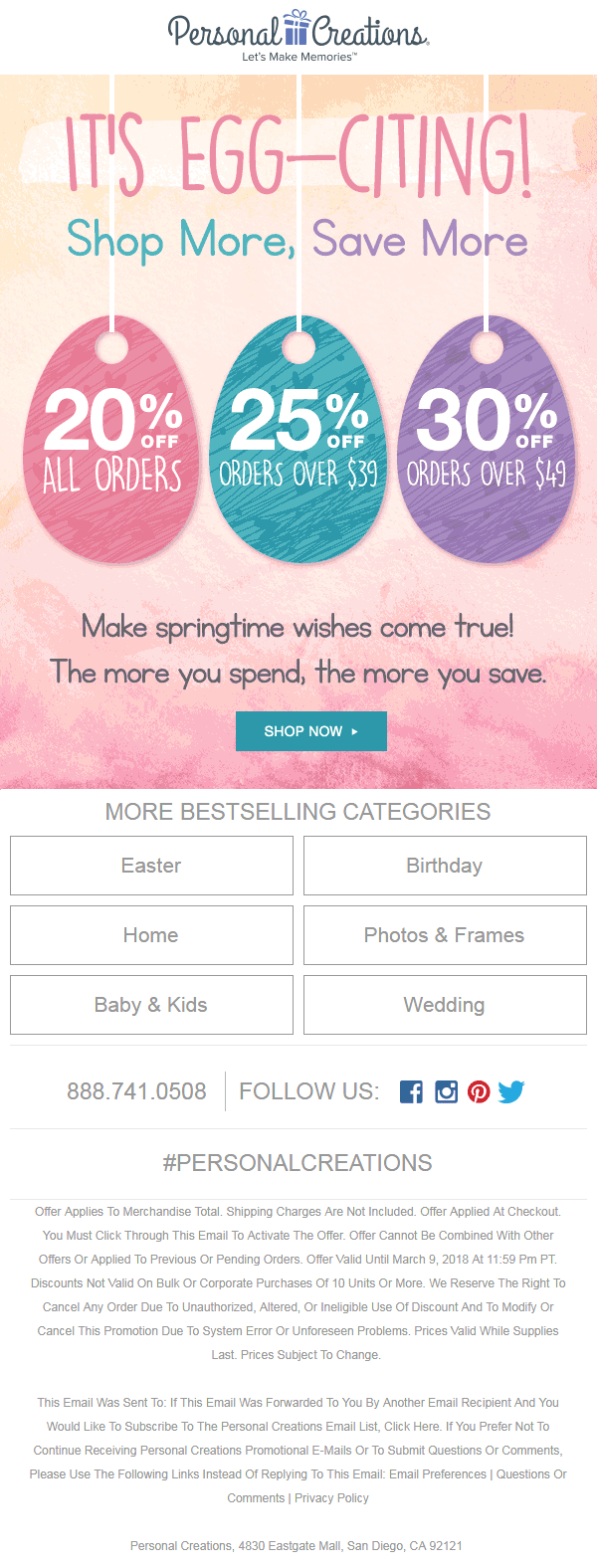 Easter email campaign inspiration - Personal Creations