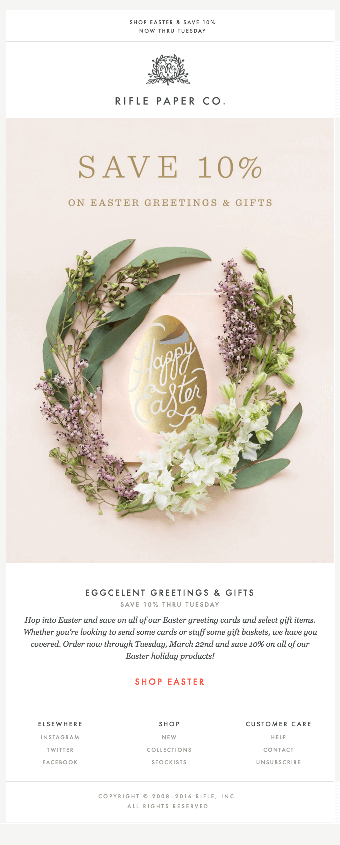 Easter email campaign inspiration - Rifle Paper Co.