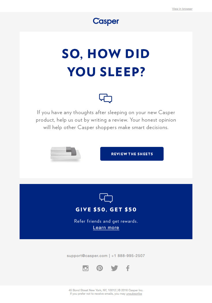 Casper - Post-purchase email