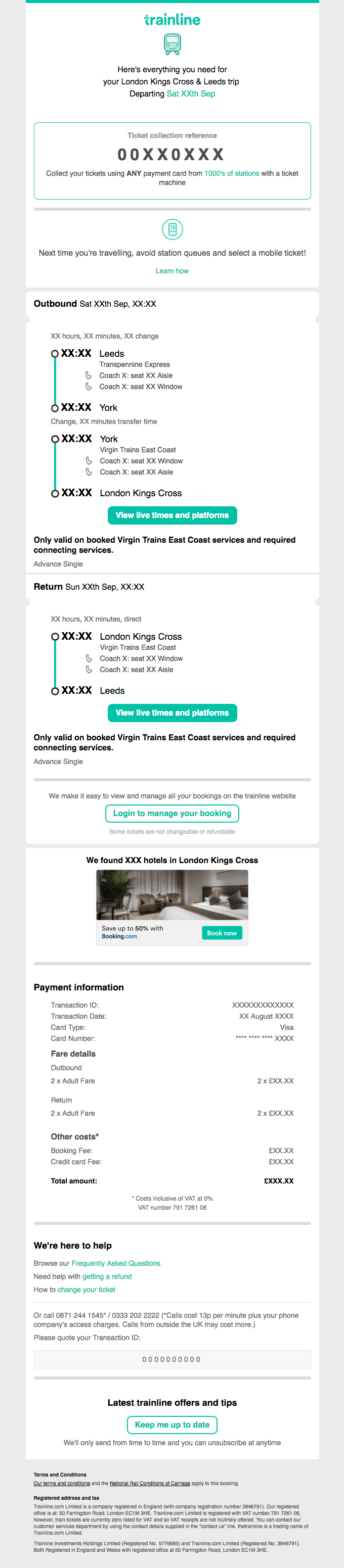 Trainline - Post-purchase email