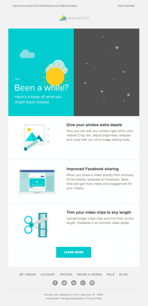 Re-engagement email - Animoto