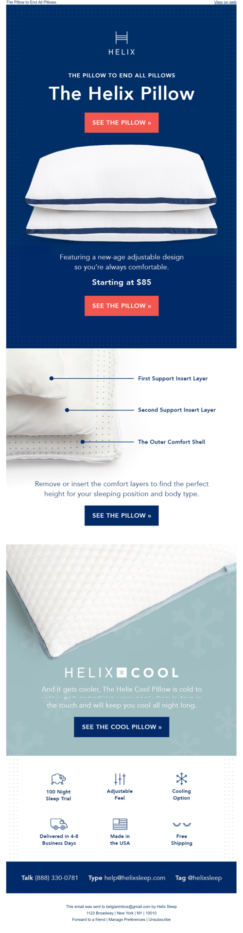 Product launch email - Pillow