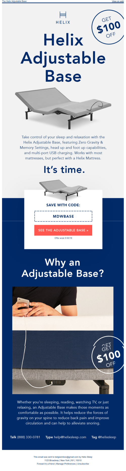 Product launch email - Adjustable base